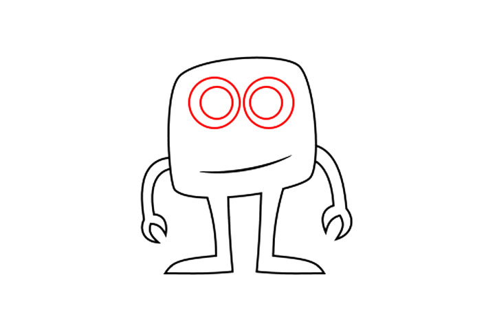 步骤4：画怪兽的眼睛。