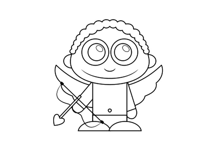 步骤8：卡通丘比特的线稿就完成了