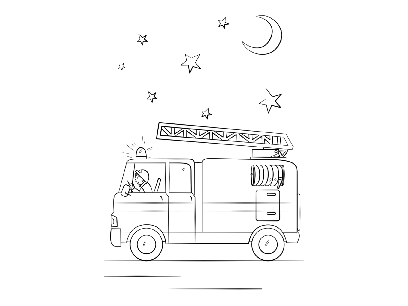 带云梯的消防车简笔画图片-图1