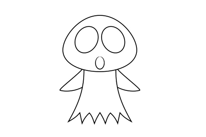 步骤6：超级简单的小鬼线稿完成。