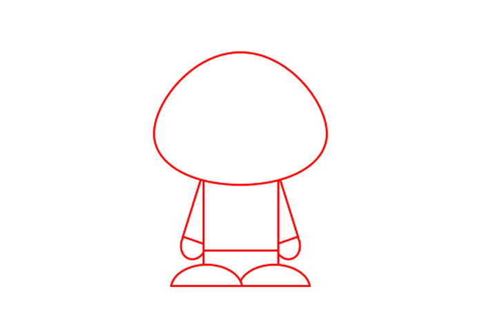 步骤1：如图用各种几何图形画出整个人物的轮廓。