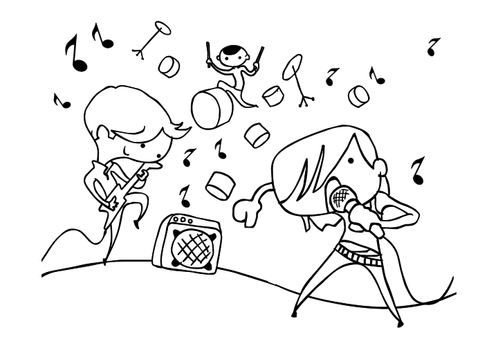 5张在唱歌的小男孩简笔画图片-图1