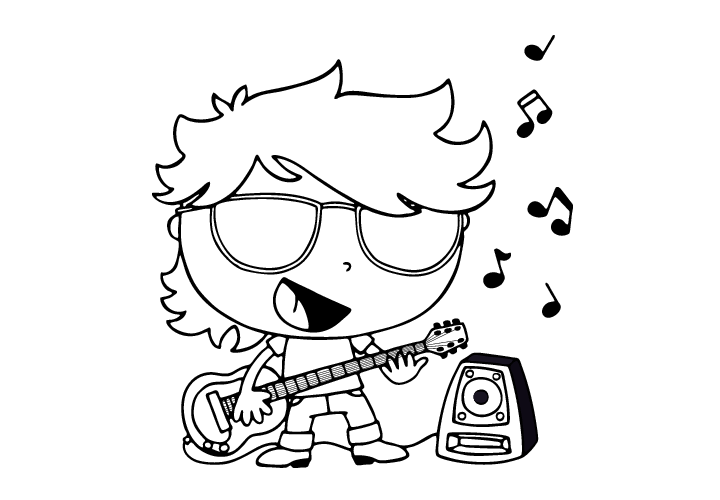 3张在弹乐器的人物简笔画-图1