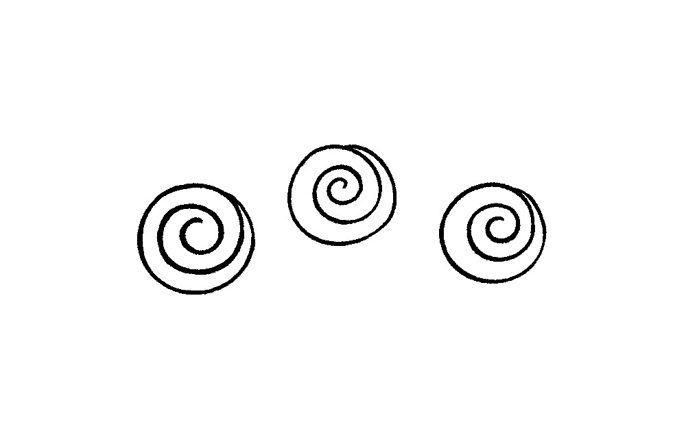 步骤1：首先，用螺旋线画一个圆形，再用相同的方法画出更多的圆