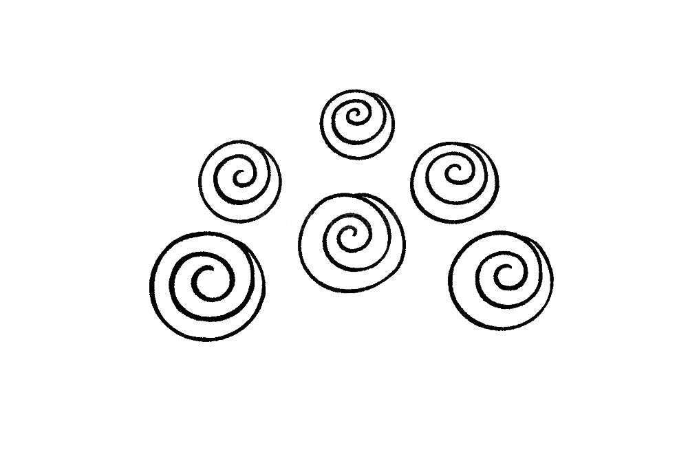 步骤2：圆形可以画得有大有小，大小不一。