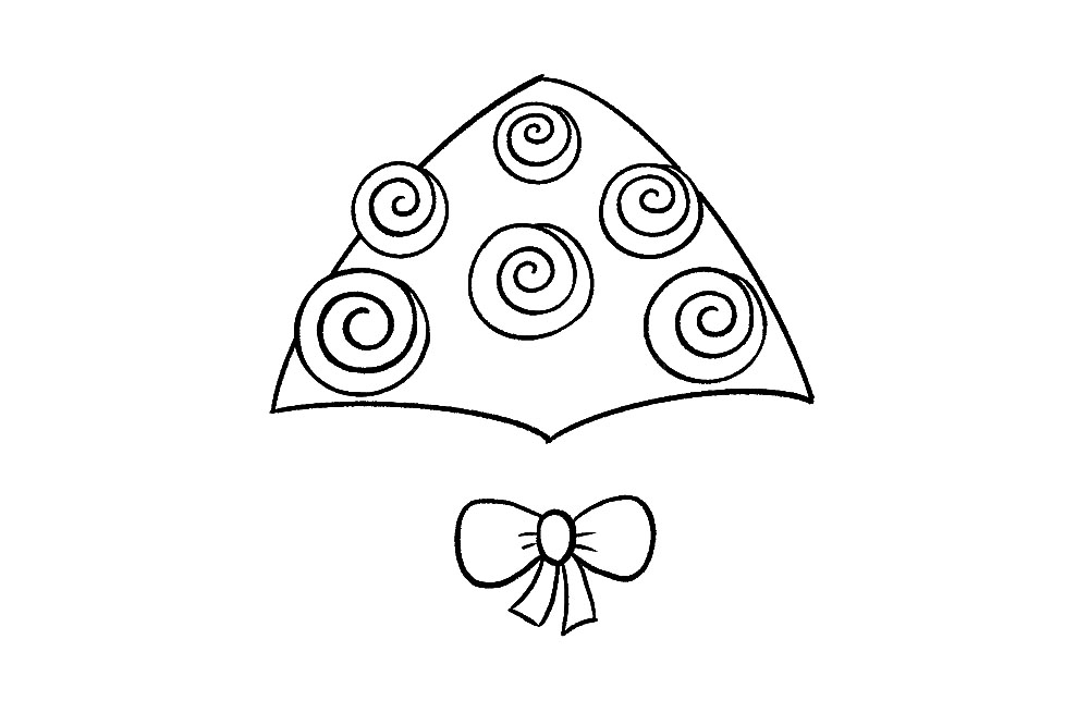 步骤5：接着，在花束的下方画蝴蝶结