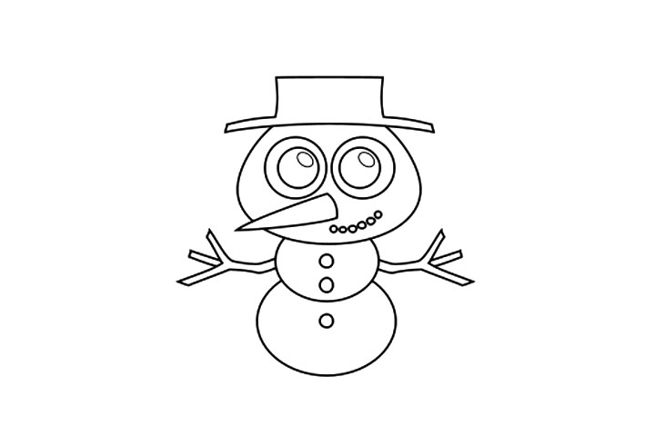 可爱雪人简笔画画法步骤-图6