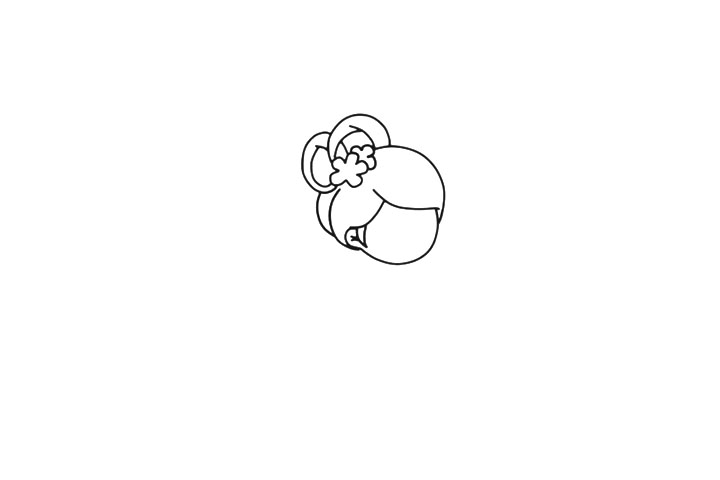 步骤1：首先画出嫦娥的头部