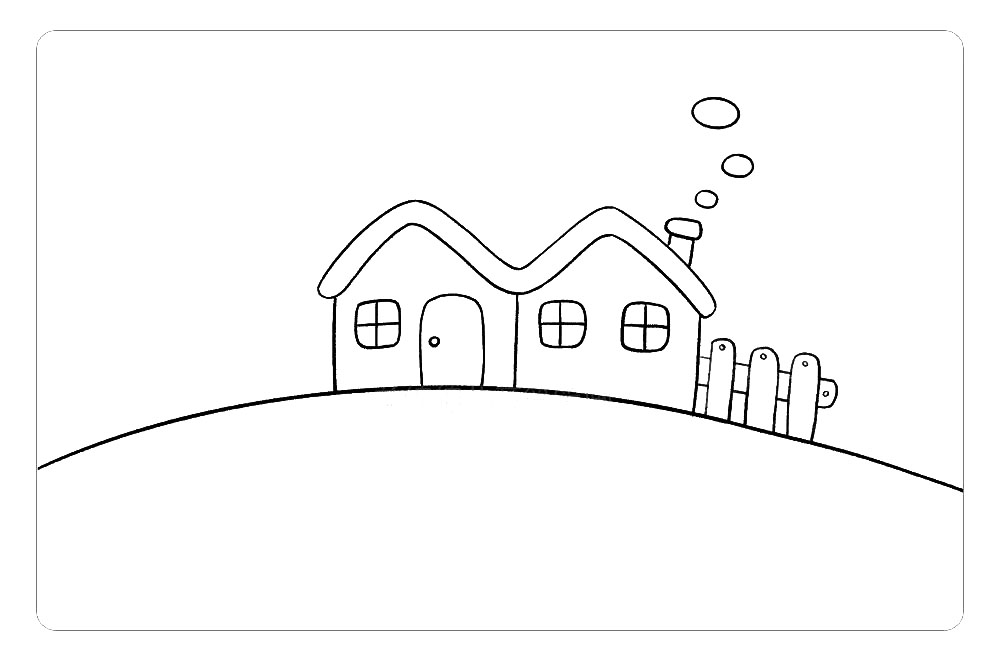 步骤6：接着，在小房子的右侧画上小栅栏，注意有前后遮挡关系哦。