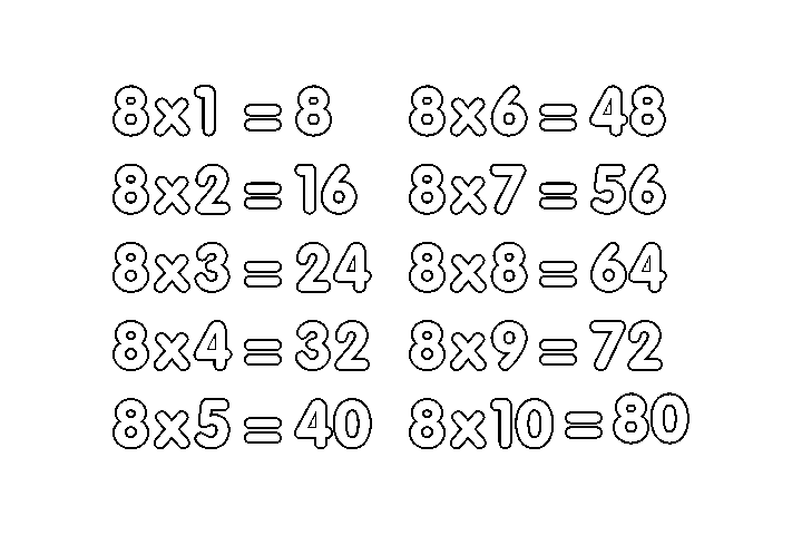 步骤8：8的倍数表涂色画