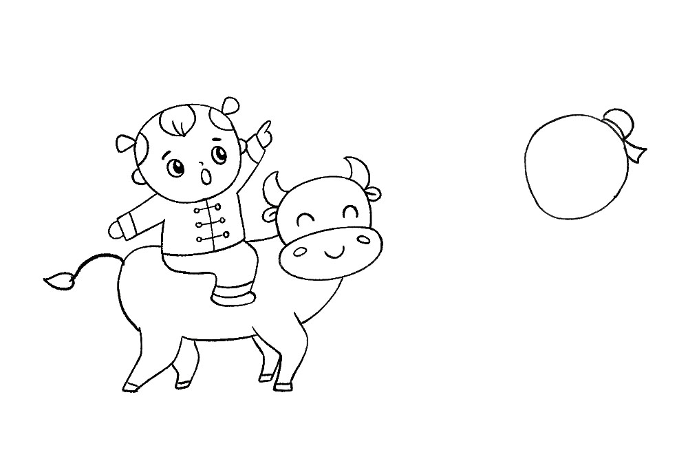 步骤7：相同的画法画问路人，先画一个圆形