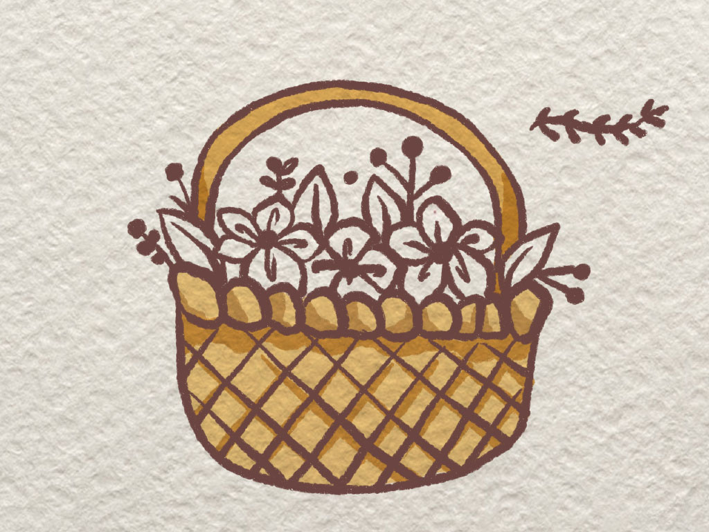 一篮鲜花简笔画画法步骤-图8