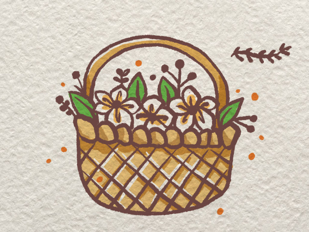 一篮鲜花简笔画画法步骤-图9