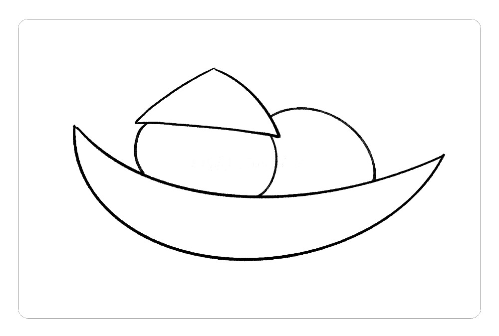 步骤3：然后，在三角形的下面画小括号，继续在旁边画一条半圆弧线