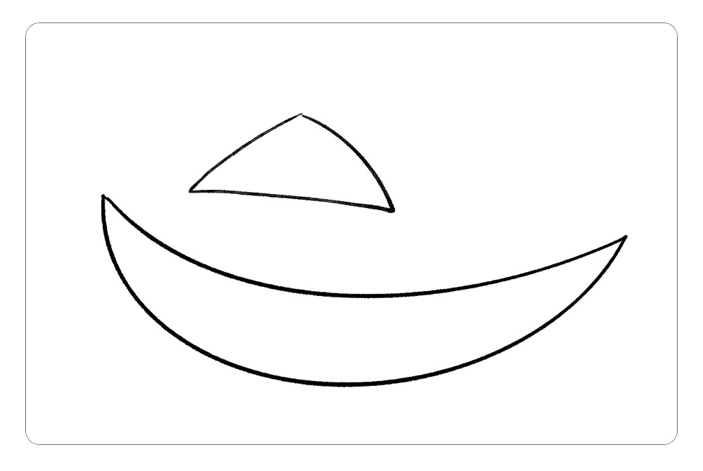 步骤2：在弧线的上方画一个三角形。