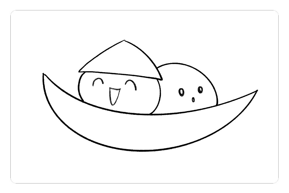 步骤4：再画上萌萌的表情，两个小青团就画好啦。