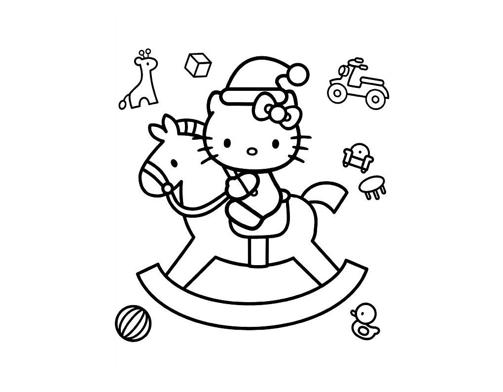 骑木马的kitty猫漫画图片