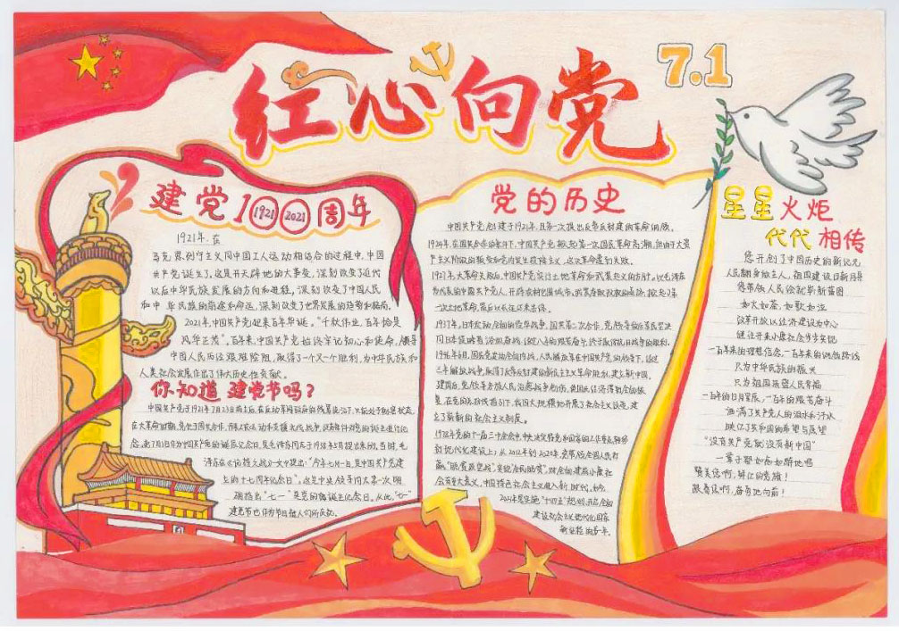 红心向党 建党百年手抄报-图6