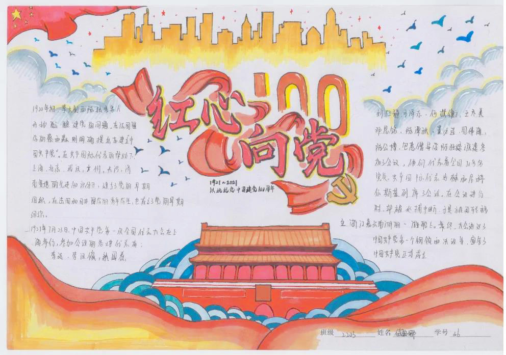 党在我心中建党百年手抄报-图7