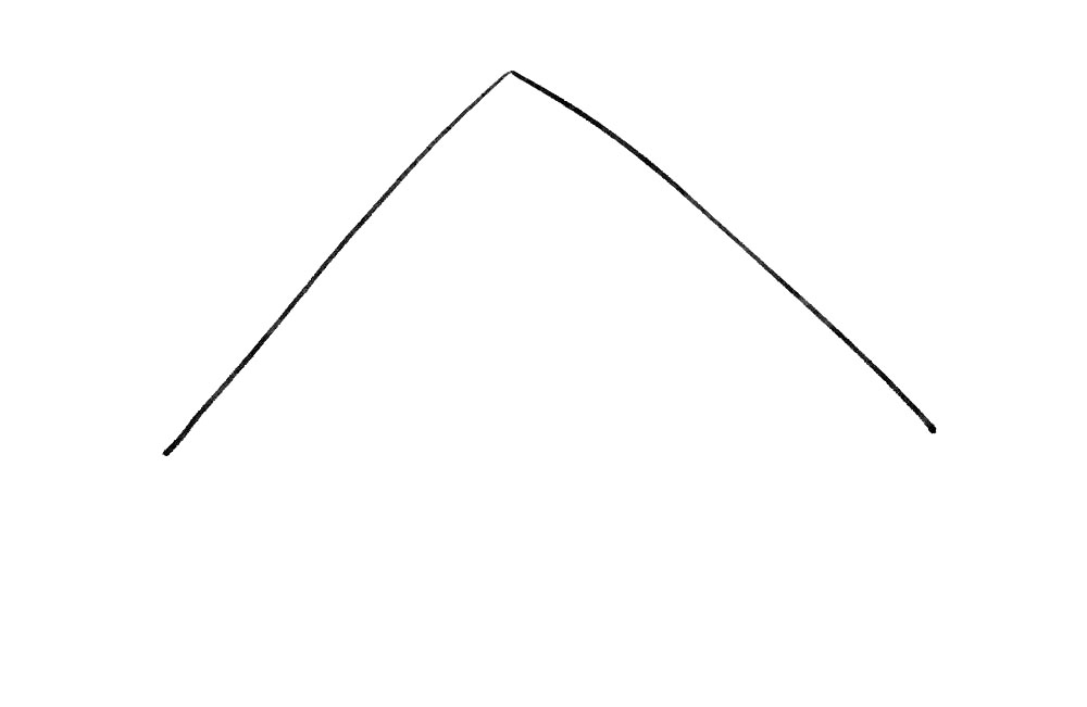 步骤1：首先，画大大的三角形，下面边先不画