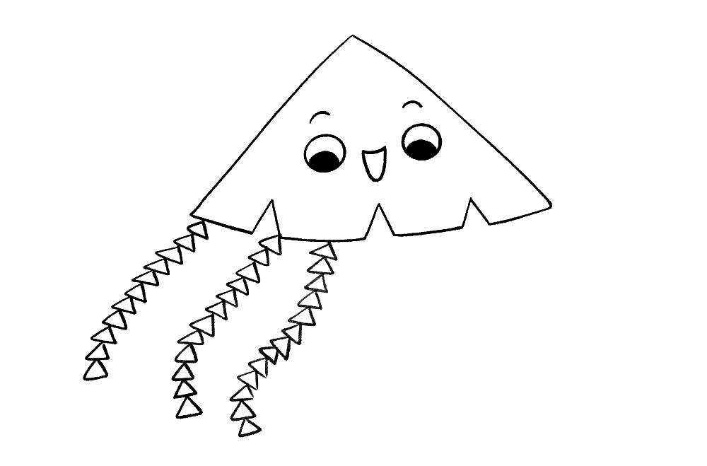 步骤6：接着相同的方法继续画几串三角形，可以随意画一点弧度。