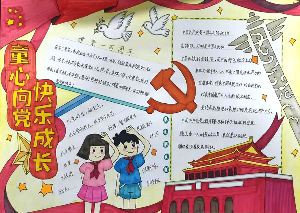 5张红领巾心向党主题手抄报-图1