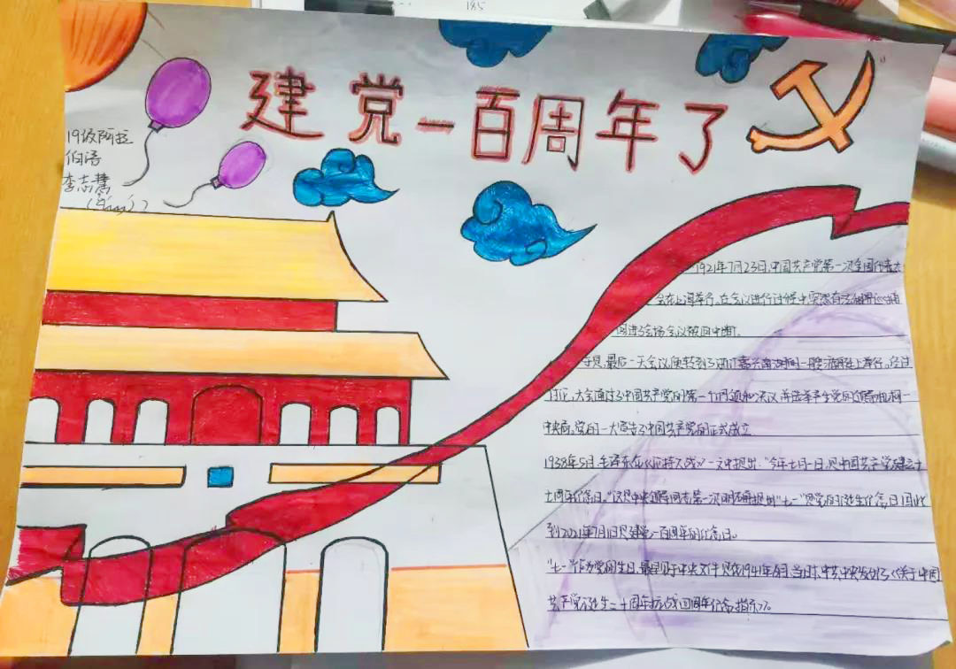 风雨路百年兴 建党100周年手抄报-图3