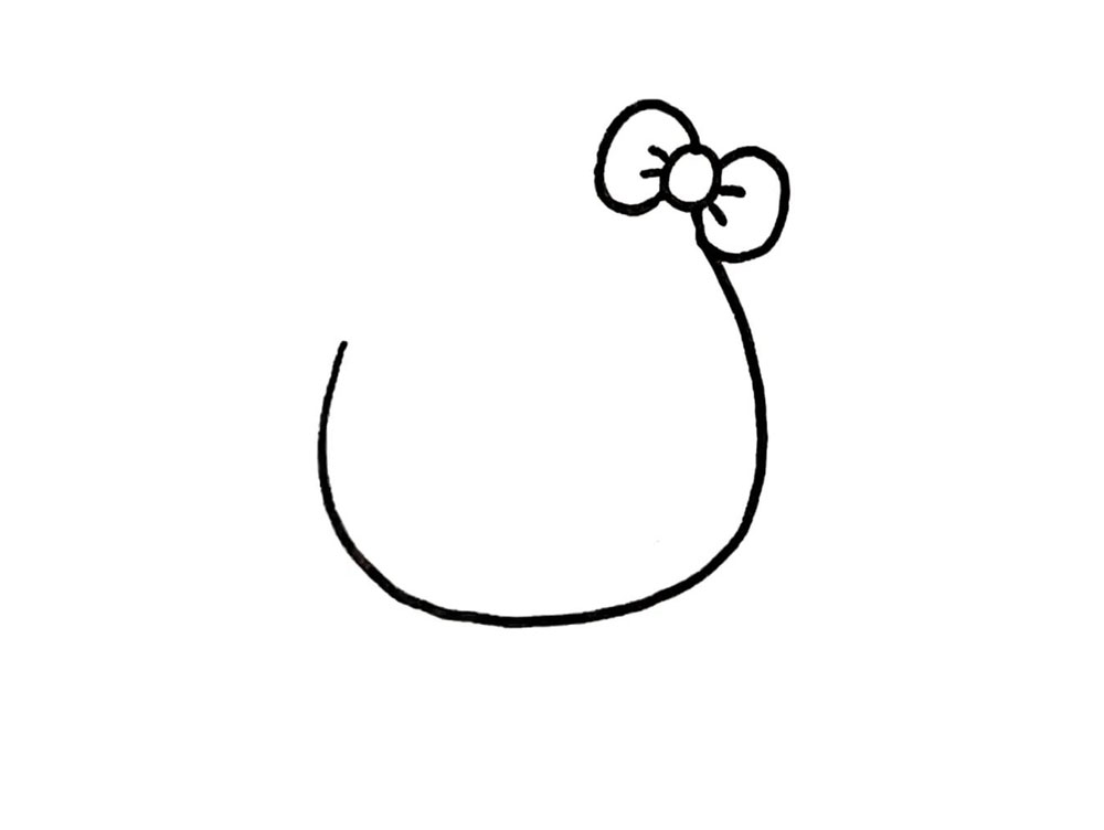步骤2：右上方画一个小蝴蝶结