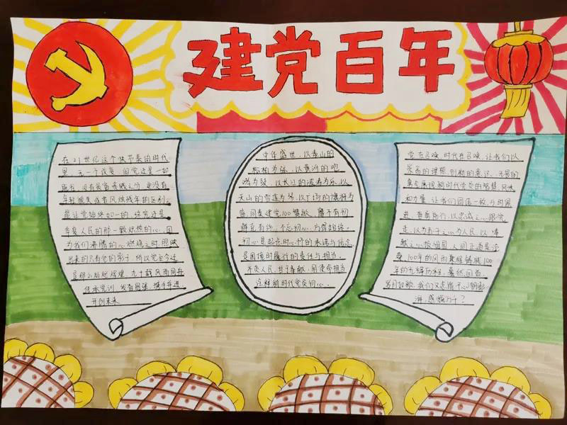 百年礼赞建党100周年手抄报-图1