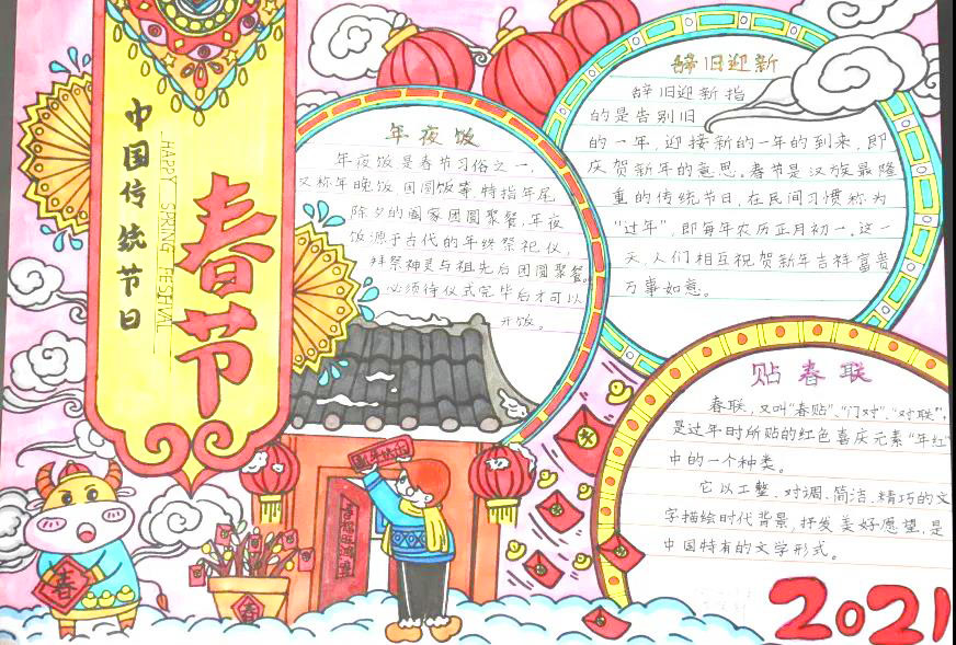 新年快乐 2021春节手抄报-图1