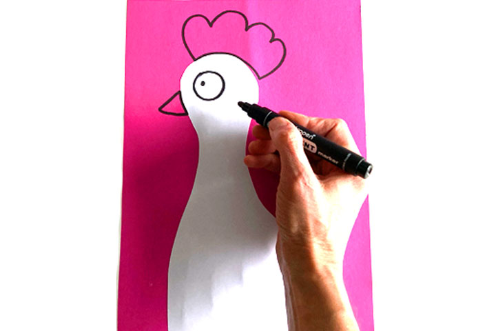 快乐的白母鸡剪贴画指导步骤-图7