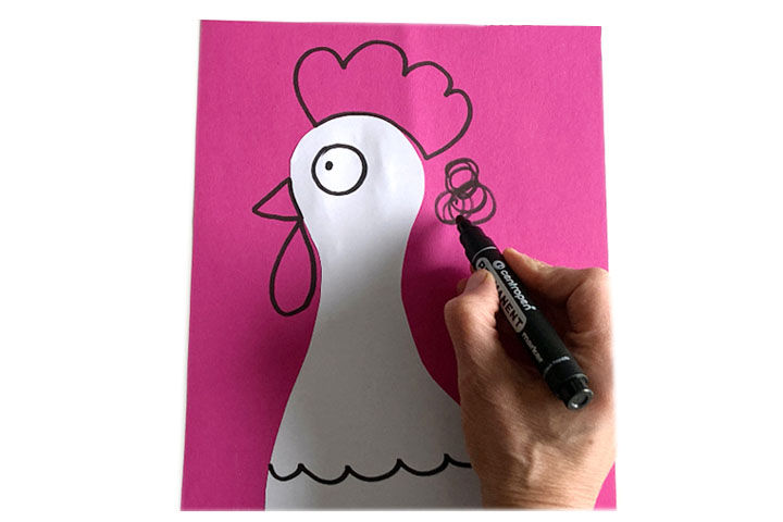 快乐的白母鸡剪贴画指导步骤-图9