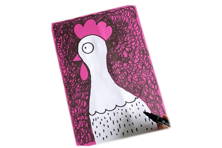 快乐的白母鸡剪贴画指导步骤-图12