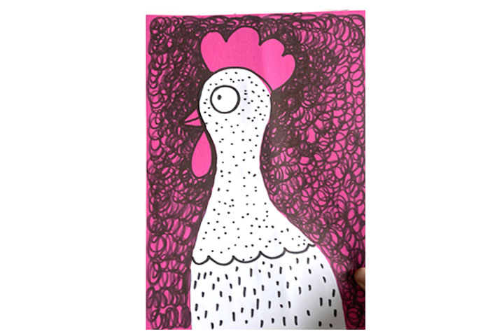 快乐的白母鸡剪贴画指导步骤-图13