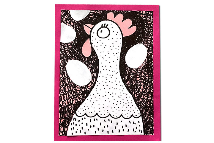 快乐的白母鸡剪贴画指导步骤