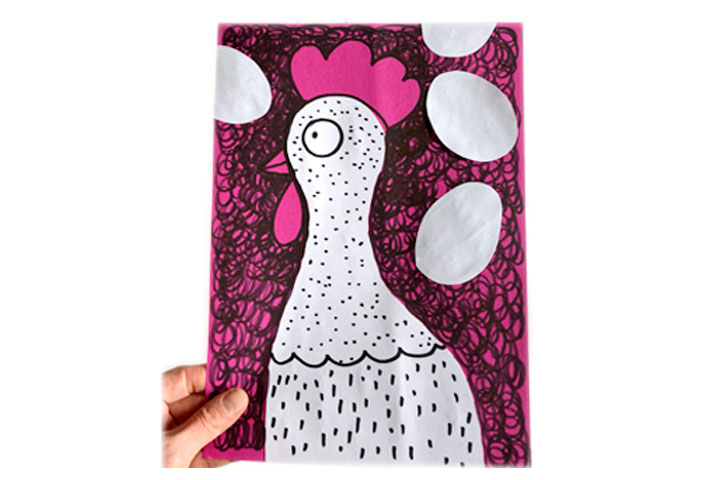 快乐的白母鸡剪贴画指导步骤-图17