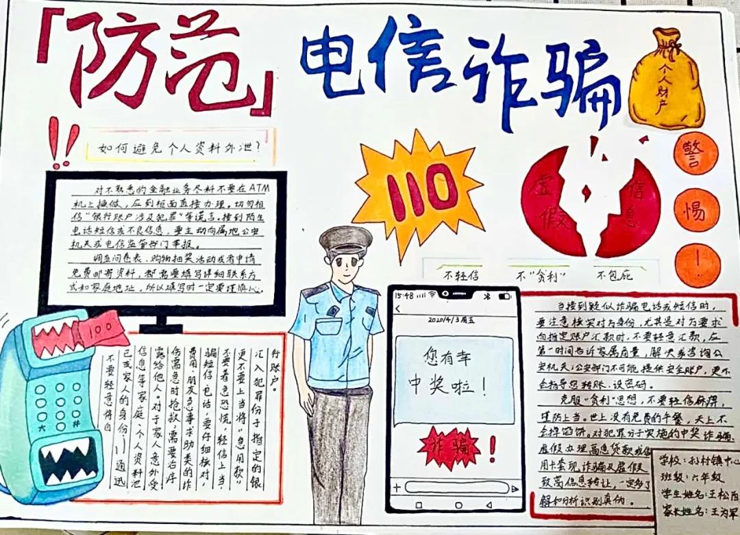 六年级反电信诈骗手抄报优秀作品-图9