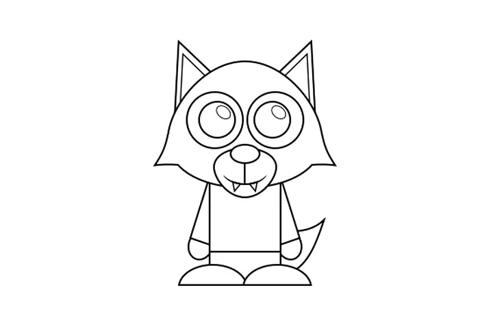 步骤6：现在，这个酷酷的卡通狼人已经准备好充满鲜艳的色彩。