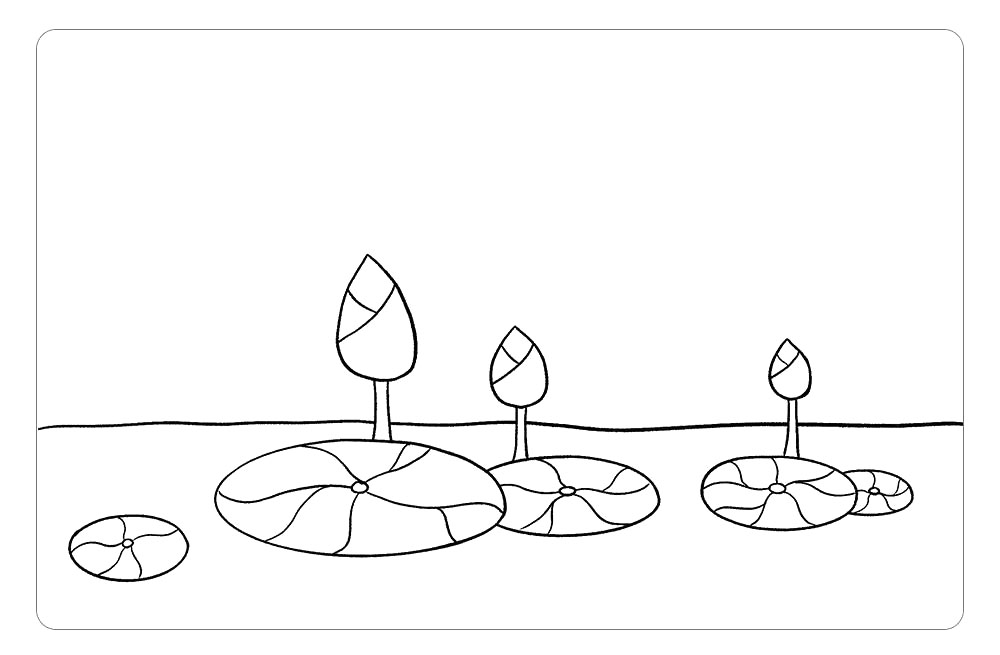 步骤5：接着，在椭圆形里画上荷叶纹理，荷叶的纹理很有特点，抓住这些特点荷叶就可以画得很像哦。