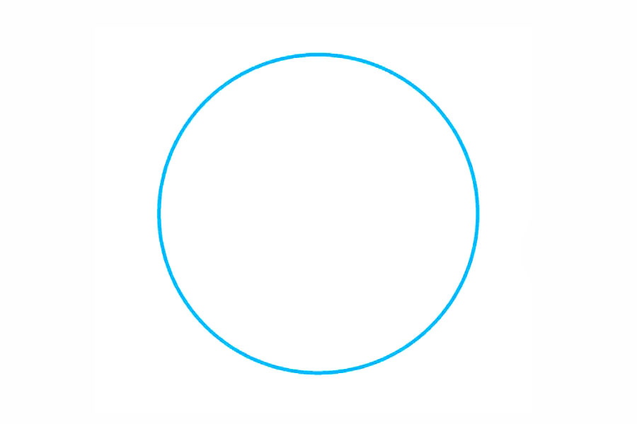 步骤1：首先画一个大圆圈，勾勒出地球的形状。