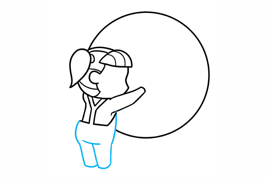 步骤5：勾勒出女孩子的裤子。