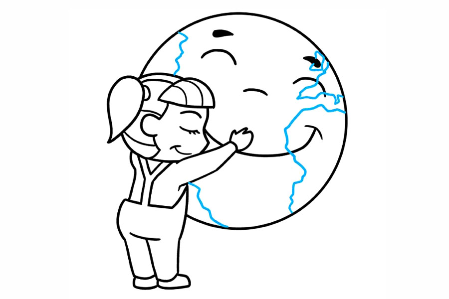 步骤9：细化地球表面。使用波浪形曲线绘制海洋和大洲之间的边界。