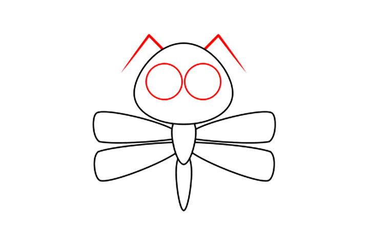 简单的蜻蜓简笔画画法-图3