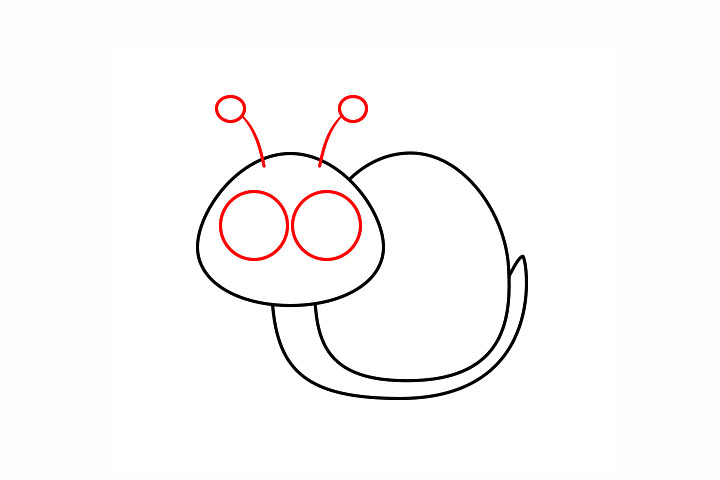 简单的蜗牛简笔画画法-图3