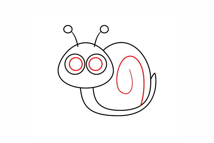 简单的蜗牛简笔画画法-图4