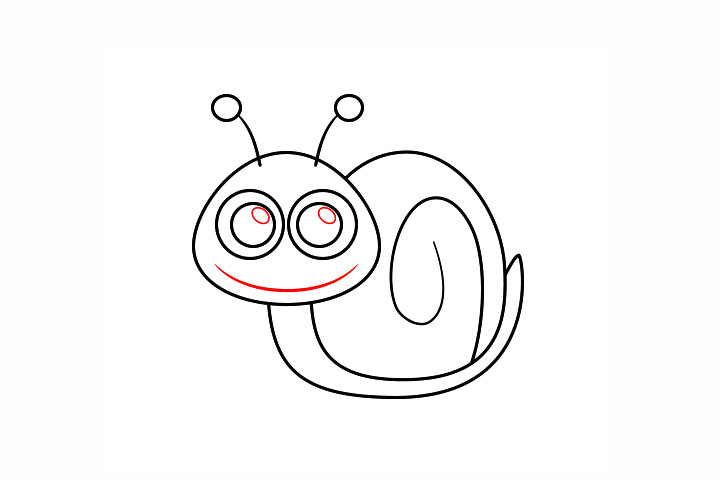 简单的蜗牛简笔画画法-图5