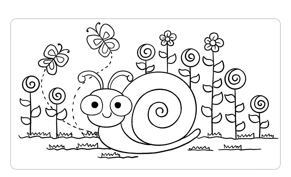 步骤9：小蜗牛只有花朵相伴是不是太孤单了，再画上两只飞舞的蝴蝶吧。