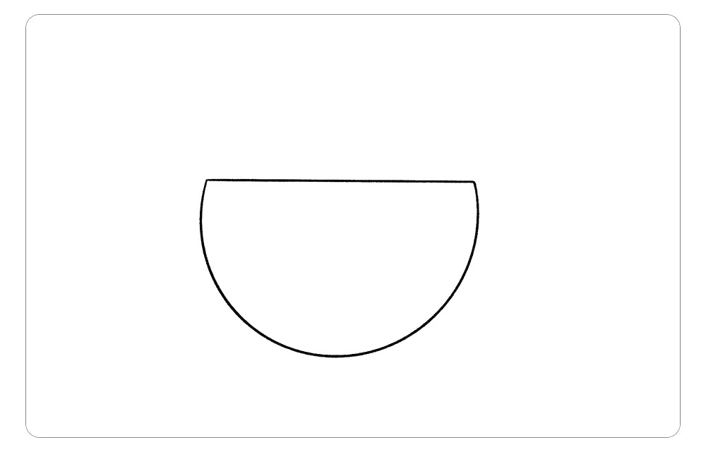 步骤1：首先，借助圆形工具画一个大大的半圆。