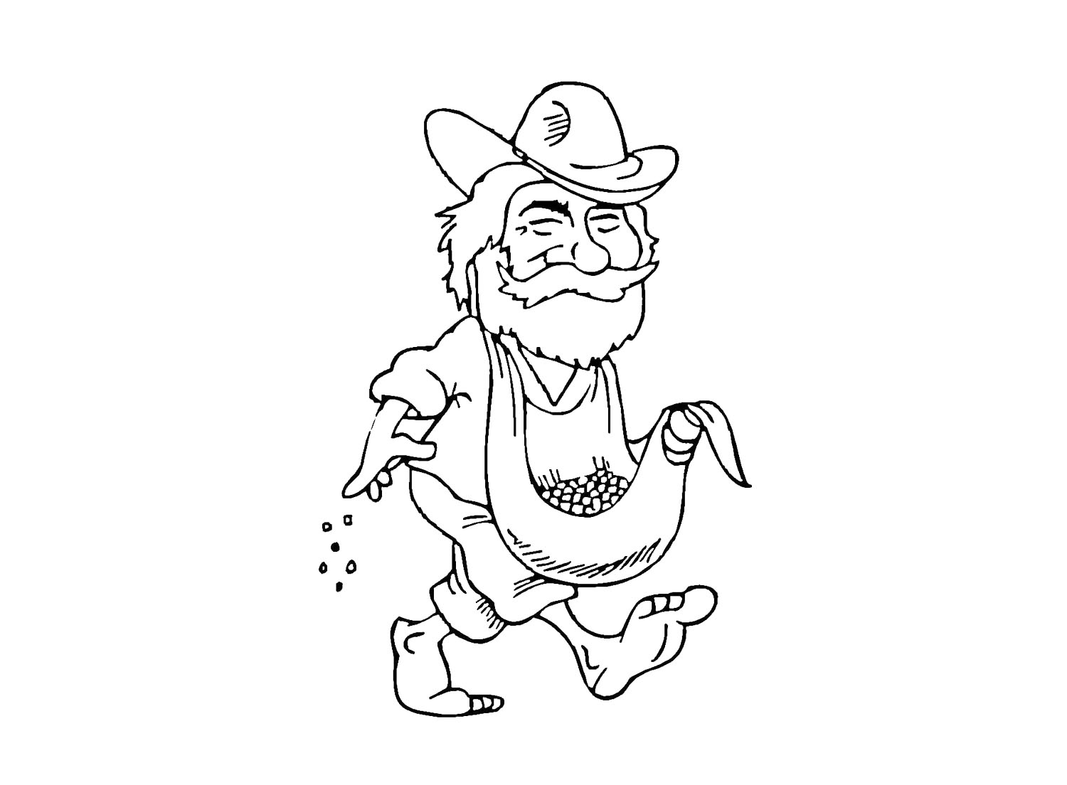 春天播种的老人线稿图片