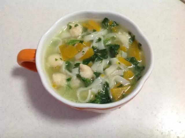 南瓜菠菜虾丸面